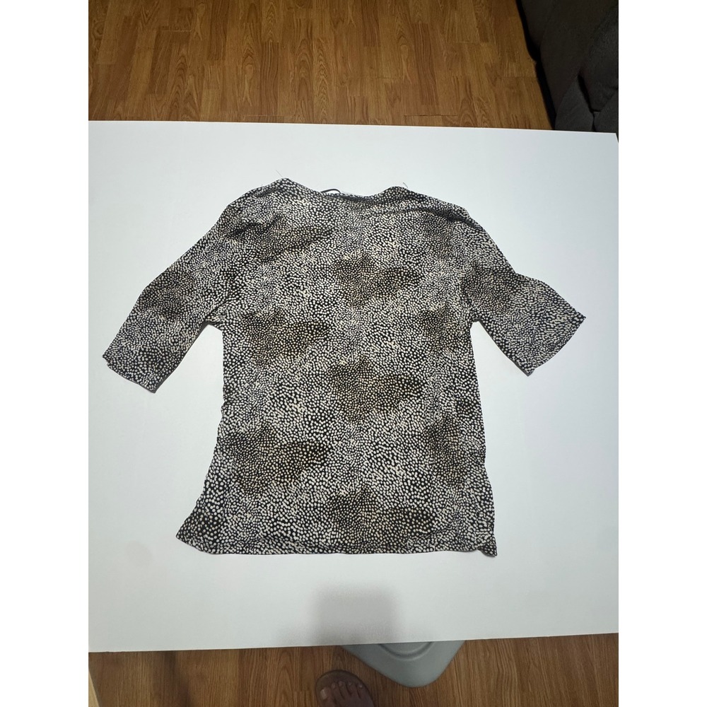 Jaclyn Smith Womens XL Black White Dotted Wrap Top V-Neck 3/4 Sleeve NWT
